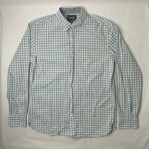 Bonobos Mens Large Slim Fit Button Front‎ Long sleeve Plaid Shirt Blue White